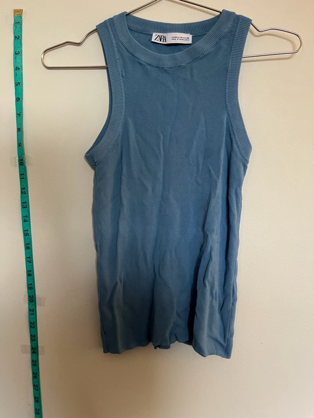 Zara Dusty Blue Ribbed Sleeveless Tank